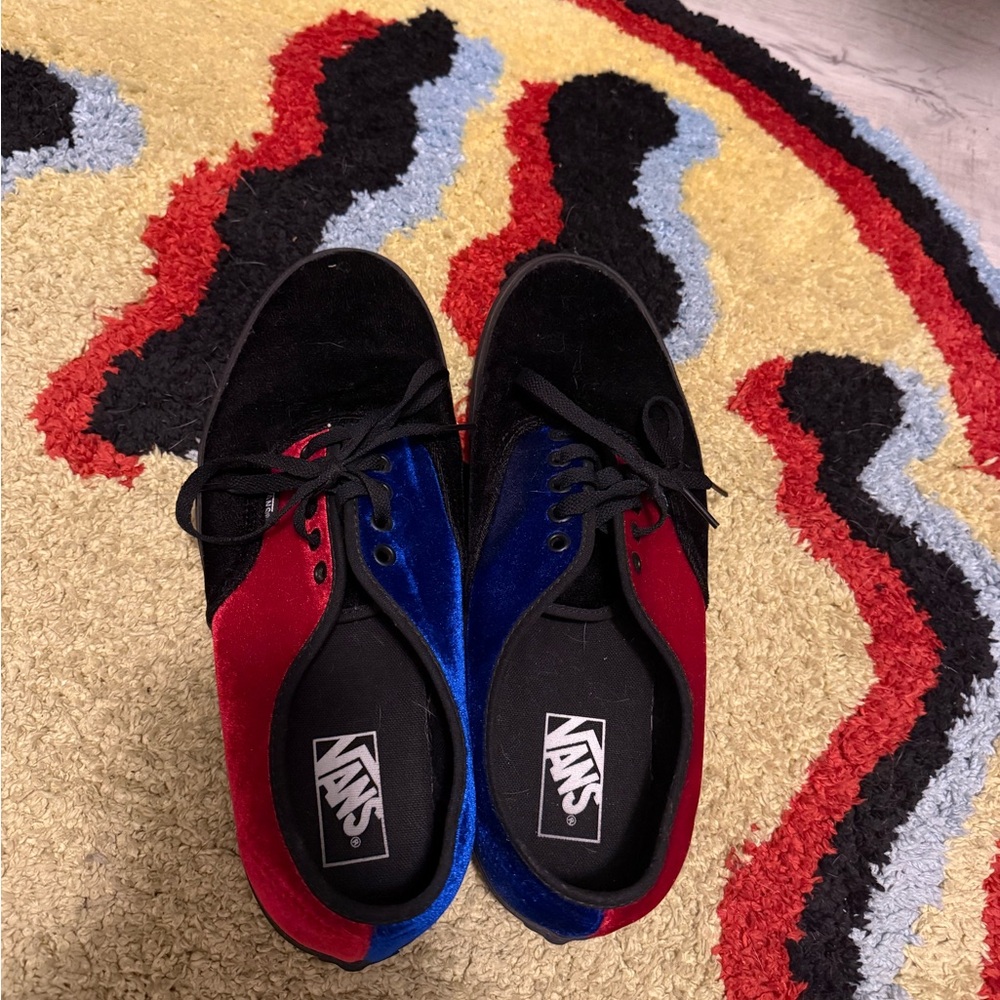 Vans Men's Black, Red, and Blue Sneakers size: 11 (velvet)